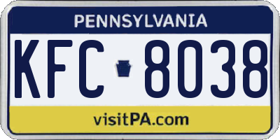PA license plate KFC8038