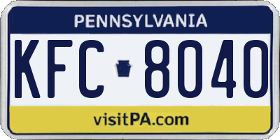 PA license plate KFC8040