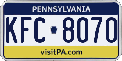 PA license plate KFC8070