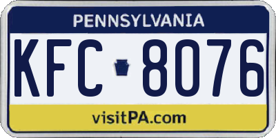 PA license plate KFC8076