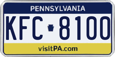 PA license plate KFC8100