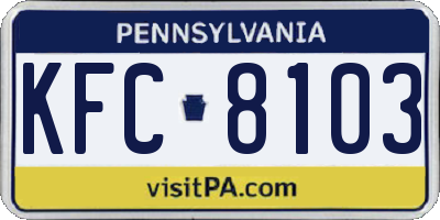 PA license plate KFC8103