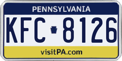 PA license plate KFC8126