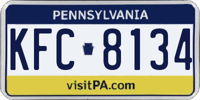 PA license plate KFC8134