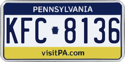 PA license plate KFC8136