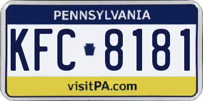 PA license plate KFC8181