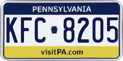PA license plate KFC8205