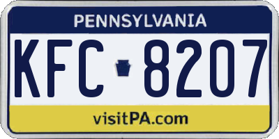 PA license plate KFC8207