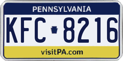 PA license plate KFC8216