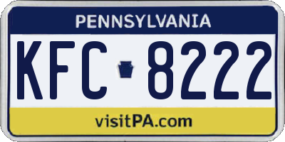 PA license plate KFC8222