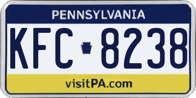 PA license plate KFC8238