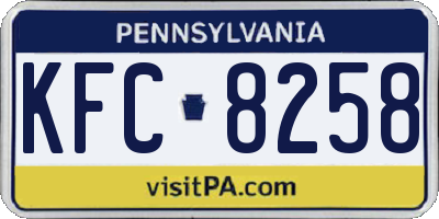 PA license plate KFC8258