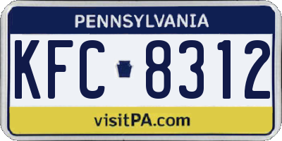 PA license plate KFC8312