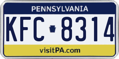 PA license plate KFC8314