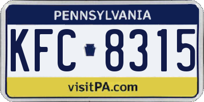 PA license plate KFC8315
