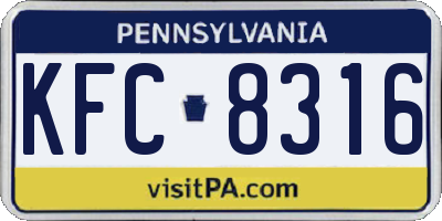 PA license plate KFC8316