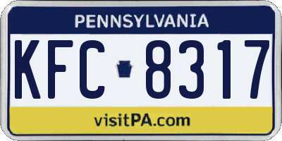 PA license plate KFC8317