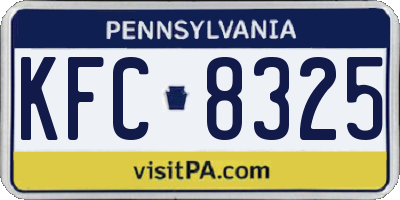 PA license plate KFC8325