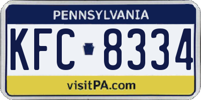 PA license plate KFC8334