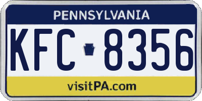 PA license plate KFC8356