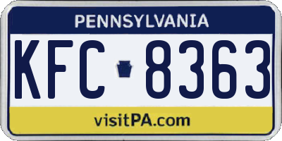 PA license plate KFC8363