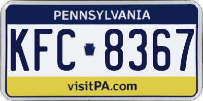 PA license plate KFC8367