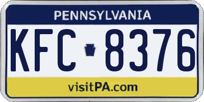 PA license plate KFC8376