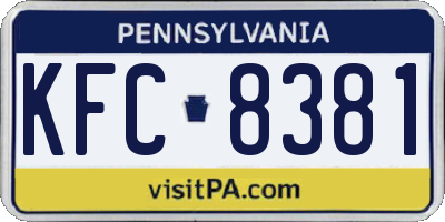 PA license plate KFC8381