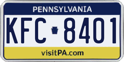 PA license plate KFC8401