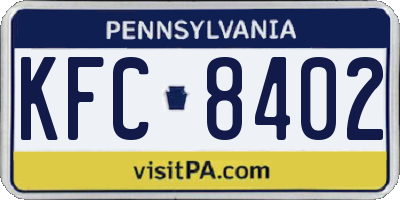 PA license plate KFC8402