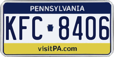 PA license plate KFC8406