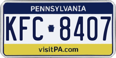 PA license plate KFC8407