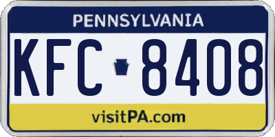 PA license plate KFC8408