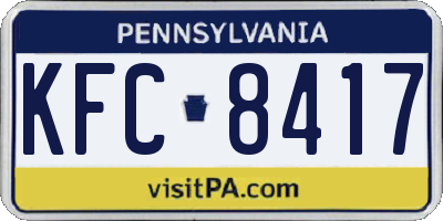 PA license plate KFC8417