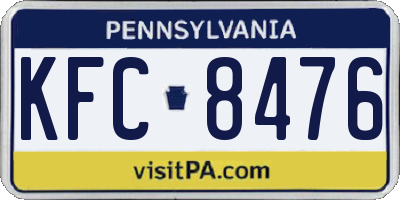PA license plate KFC8476