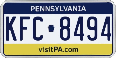 PA license plate KFC8494