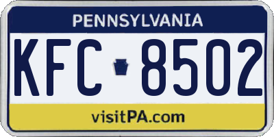 PA license plate KFC8502