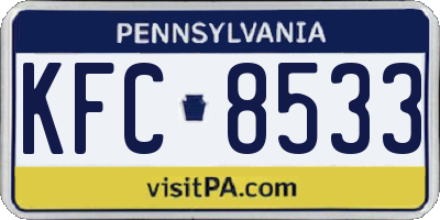 PA license plate KFC8533