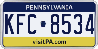 PA license plate KFC8534