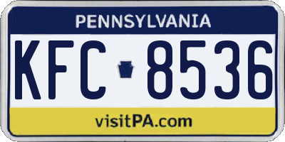 PA license plate KFC8536