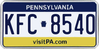 PA license plate KFC8540