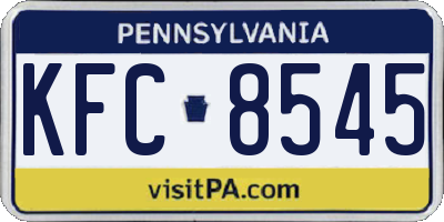 PA license plate KFC8545