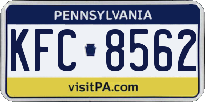 PA license plate KFC8562