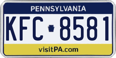 PA license plate KFC8581