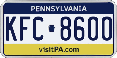 PA license plate KFC8600