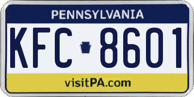 PA license plate KFC8601