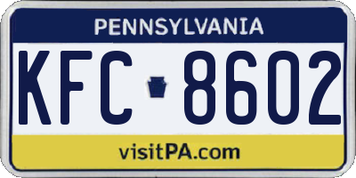 PA license plate KFC8602