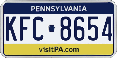 PA license plate KFC8654
