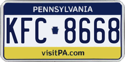 PA license plate KFC8668