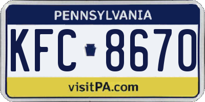 PA license plate KFC8670